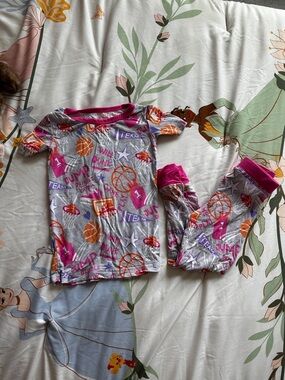Little Sleepies Gray Pajama Set with Pink & Orange Basketball Print